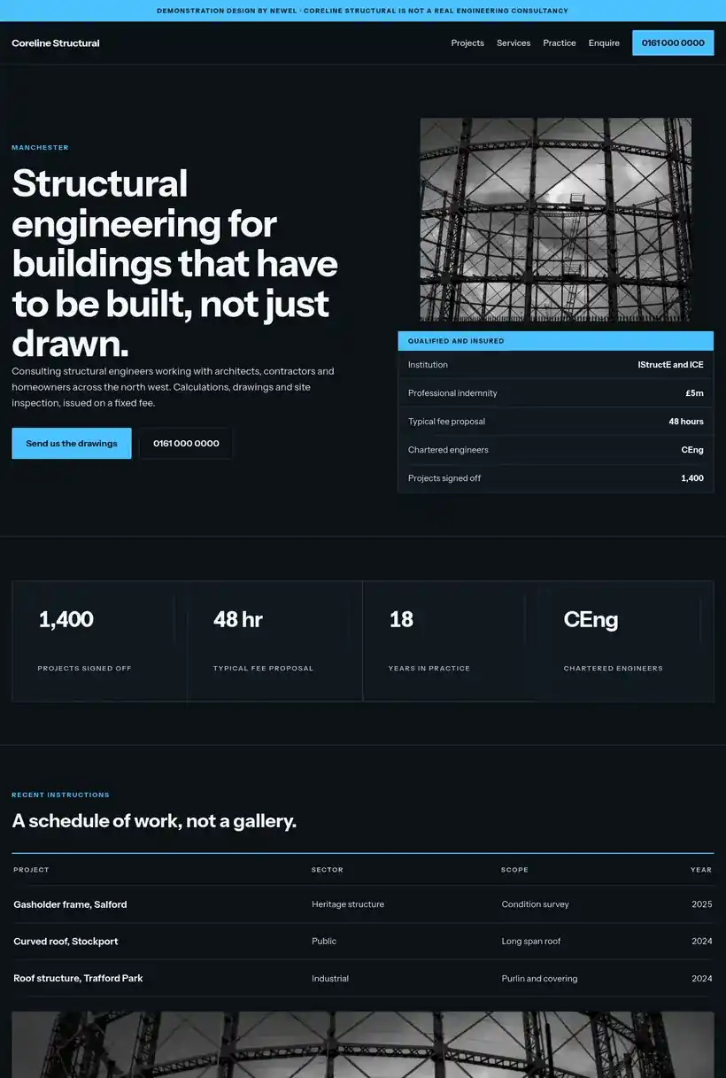 The Coreline Structural demonstration site